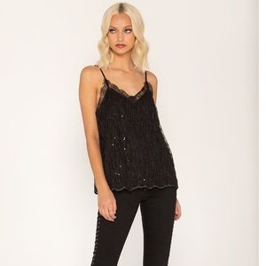 Miss Me Sequin Black Tank Top